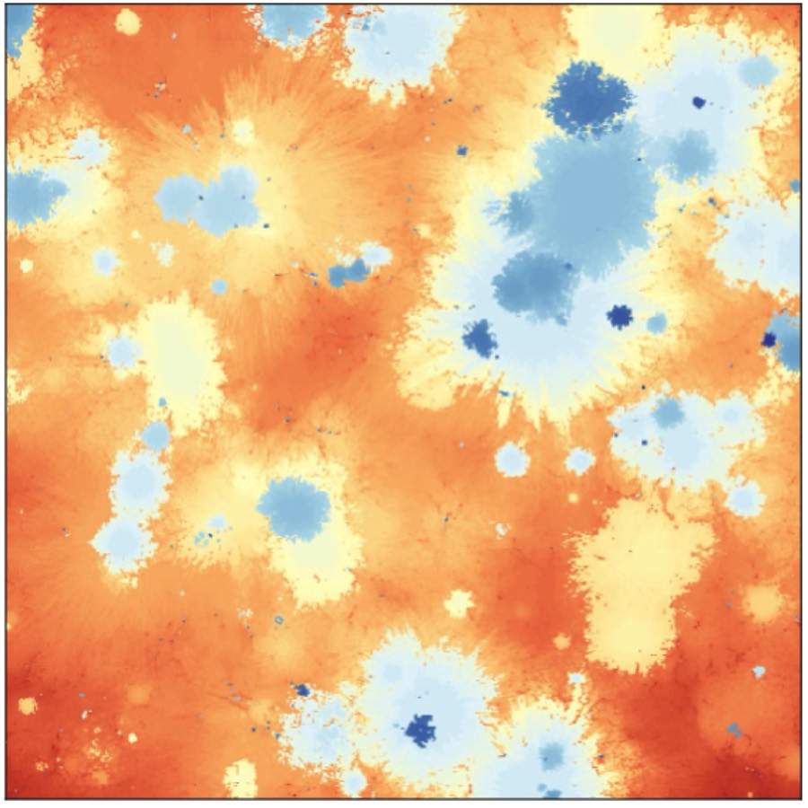 Map of ionized bubbles around quasars